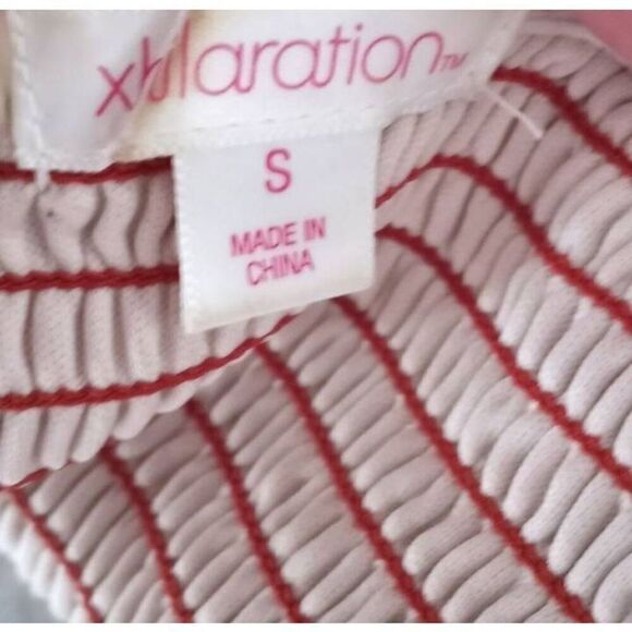 XHILARATION SMOCKED OFF-THE-SHOULDER PINK, BLUE, & YELLOW DRESS SZ.S EUC. - Picture 5 of 6